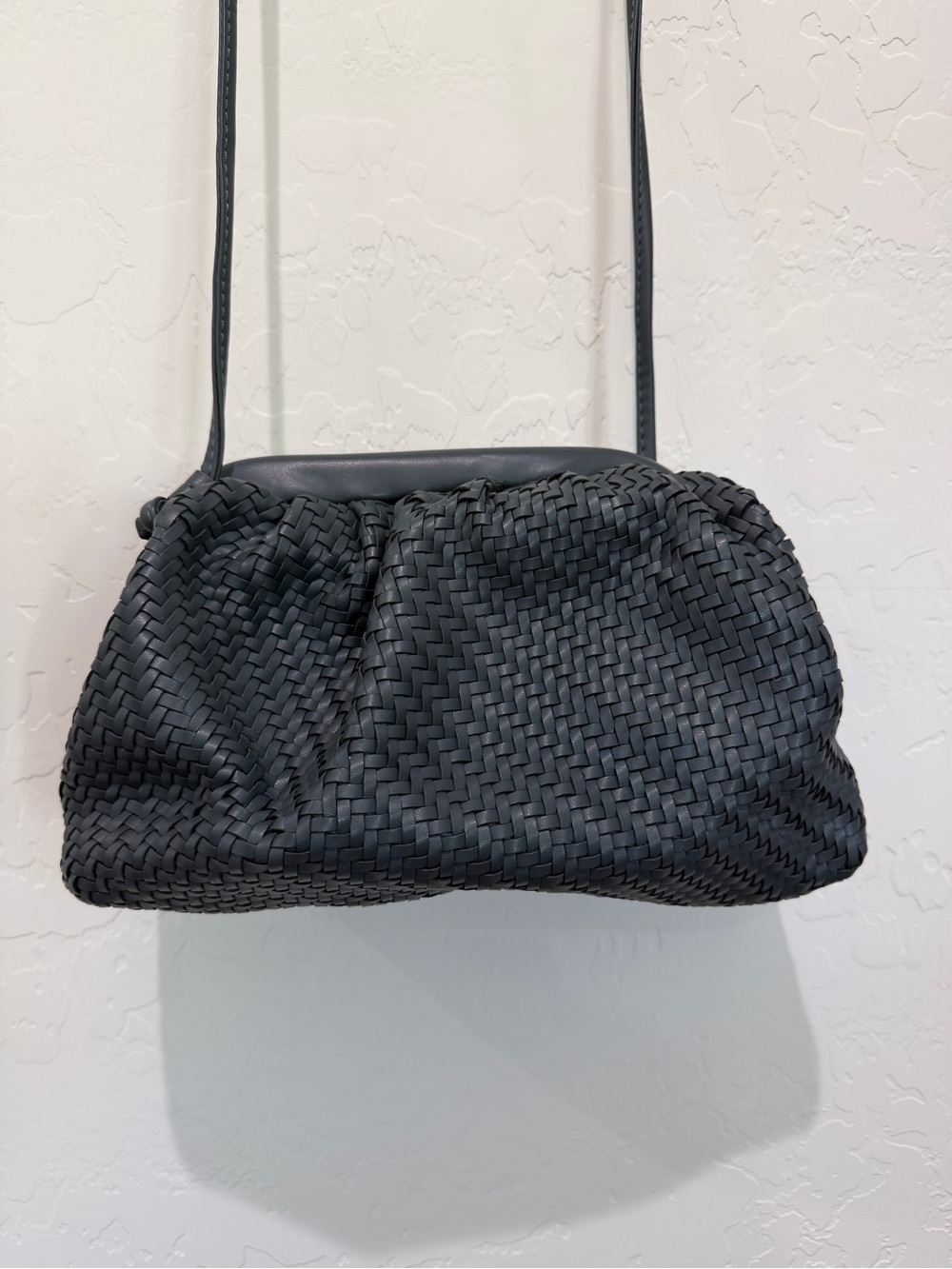Anthropologie dark blue Woven vegan leather Crossbody Bag
